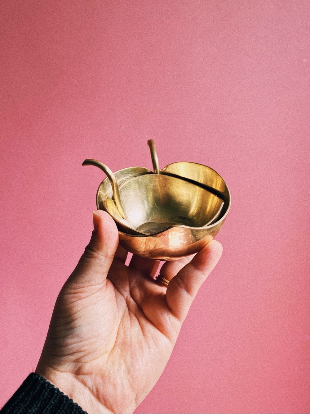 Vintage Nesting Brass Apple Trinket Dishes